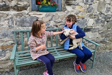 Irland Familienreise - Irland for family - Glengowla Minen - Kinder mit Schaf
