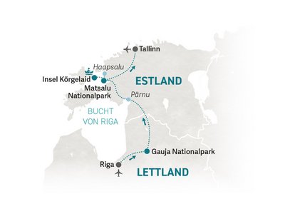 Baltikum Familienreise - Baltikum Family & Teens - Reisekarte 2026
