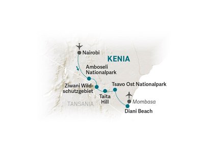 Kenia Familienreise - Kenia for family individuell - Karte 2022