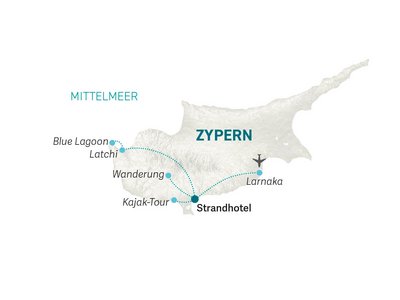 Zypern Familienreise - Zypern for family - Reisekarte 2023