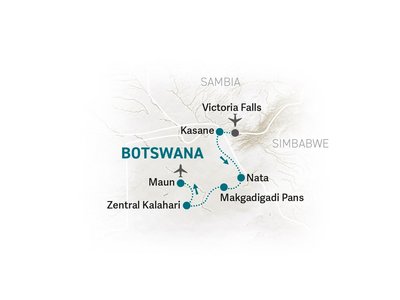 Botswana Familienreise - Botswana for family individuell - Reiseroute 2023