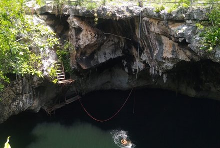 Mexiko Familienreise - Mexiko for family - Baden in der Cenote Su-Hem