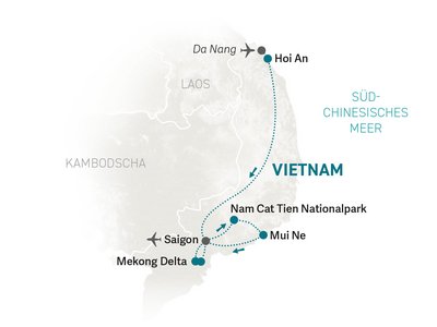 Vietnam Familienreise - Reiseroute 2022
