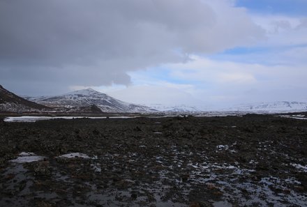 Island Familienreise - Island for family - Blick auf den Sólheimajökull-Gletscher