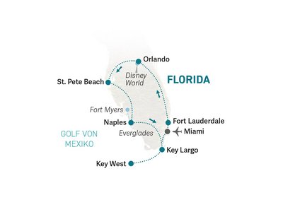 Florida Familienreise - Florida for family individuell - Reisekarte 2023