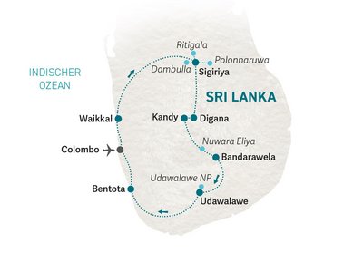 Sri Lanka Familienreise - Sri Lanka for family - Reisekarte 2024